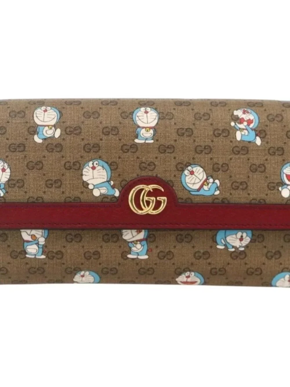 GUCCI Micro GG Supreme Doraemon Long Wallet PVC Beige Gold 647786 Auth 175793A